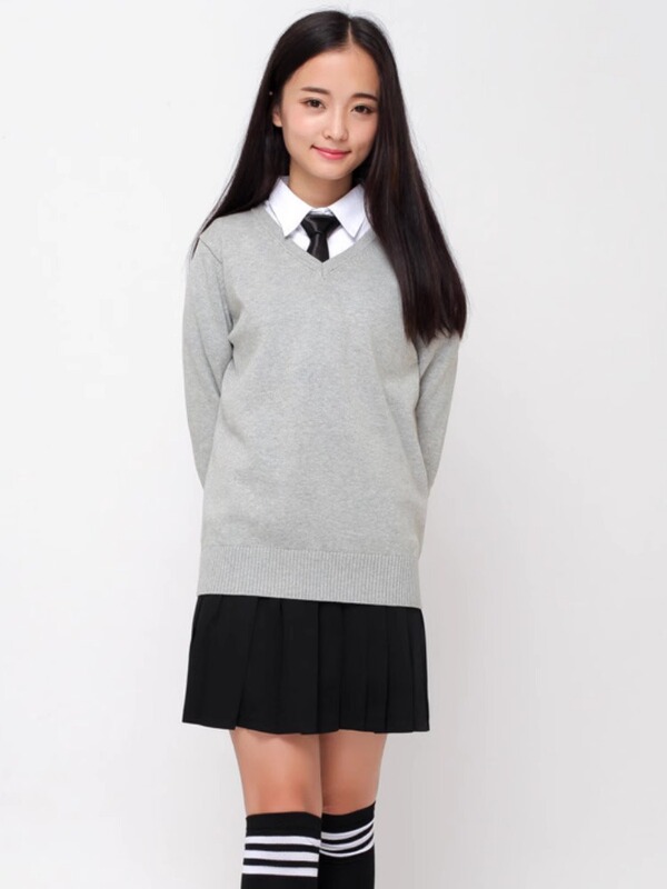 カレッジスタイル長袖セーターVネックプルオーバー和風JKDK制服男女学生服ゆったり万能|undefined