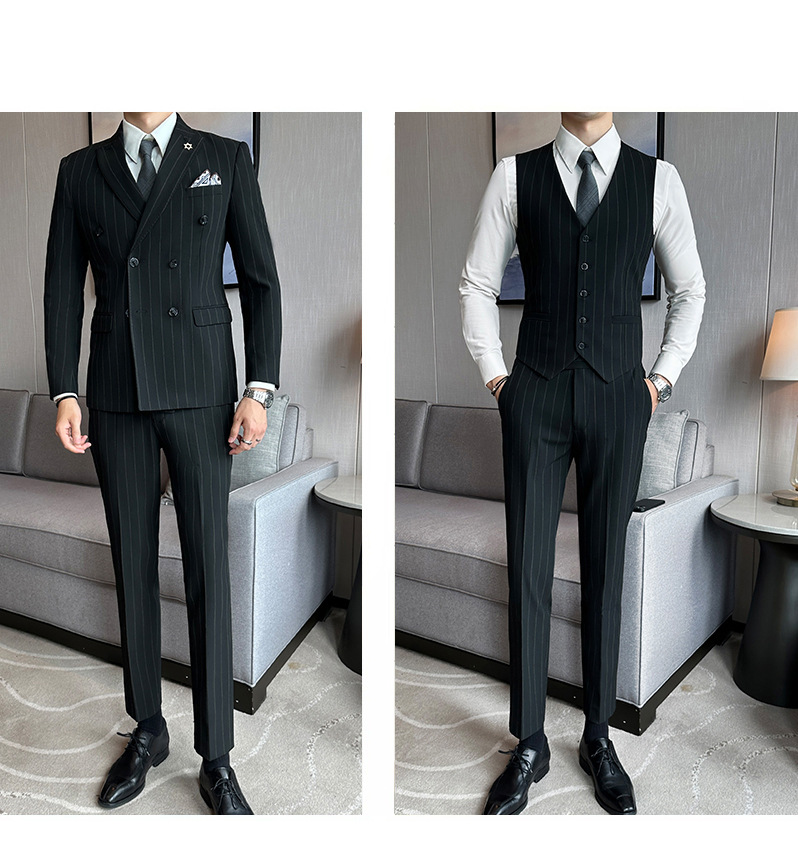 Heren pak gestreift double breasted slim fit voor bruiloft_voghion.com