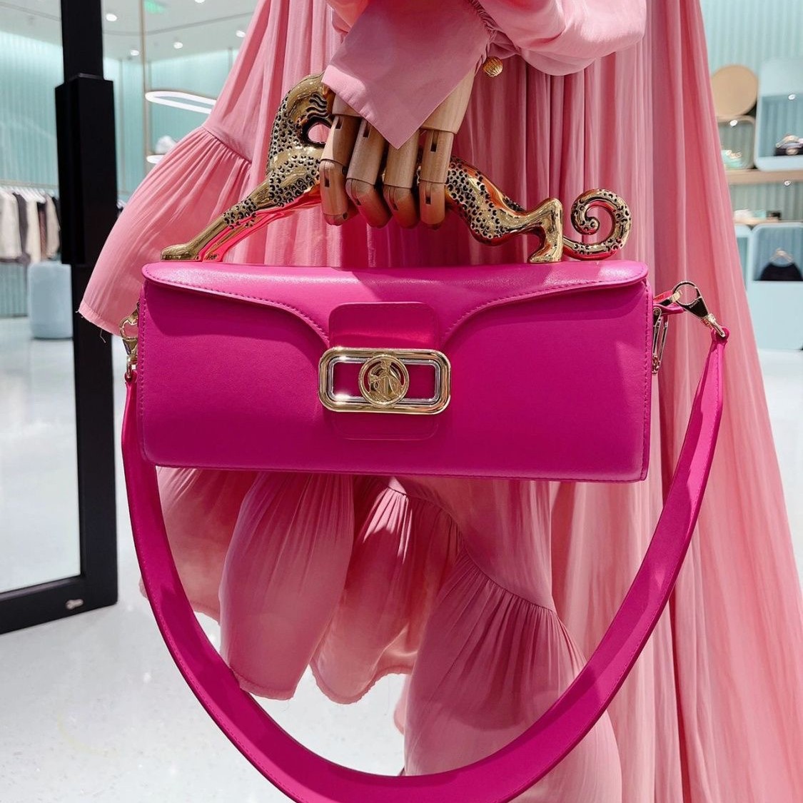 Cross-Border Celebrity Style Leopard Handle Bag Square Luxury Cowhide Fashion Versatile Banquet Shoulder Bag For Women - Thumbnail 2