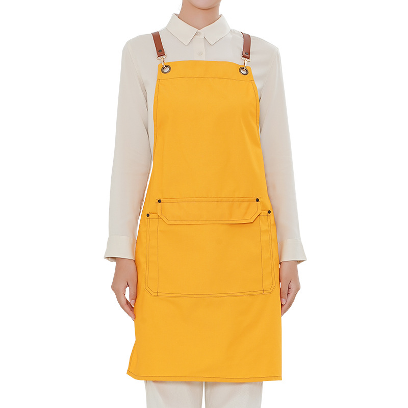 Delantal de lona transfronterizo logotipo personalizado restaurante hornear manicura ropa de trabajo leche tienda de té cafetería delantal al por mayor