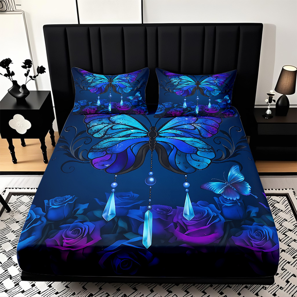 TEMU / JIT transfronterizo varios patrones de mariposa impresión digital de alta definición cama gaza pillow cover kit exclusivo transfronterizo