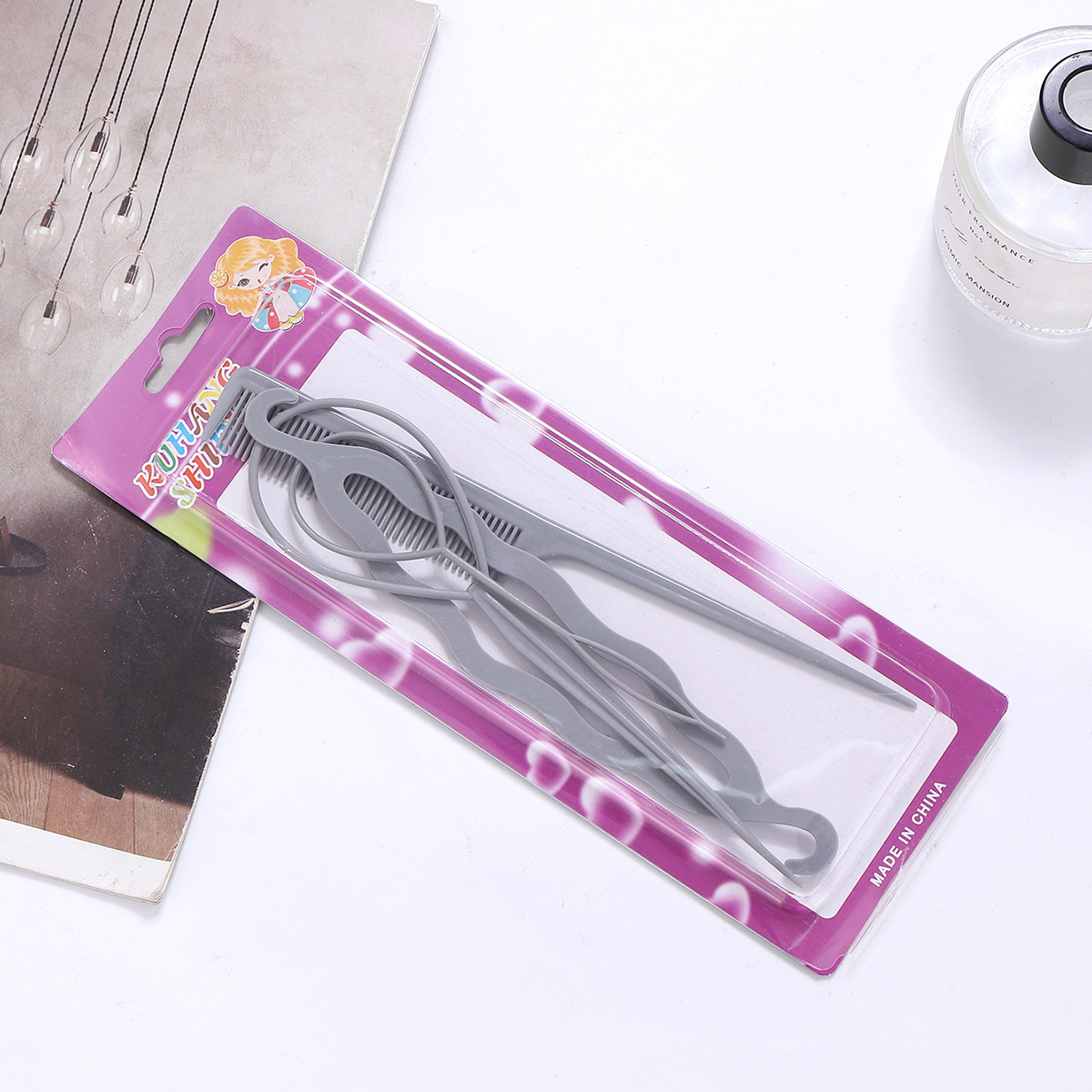 Marca nueva actualización de color rizador de pelo extractor de pelo 4-piece set buena calidad patrón portátil rizador de pelo palo de pelo