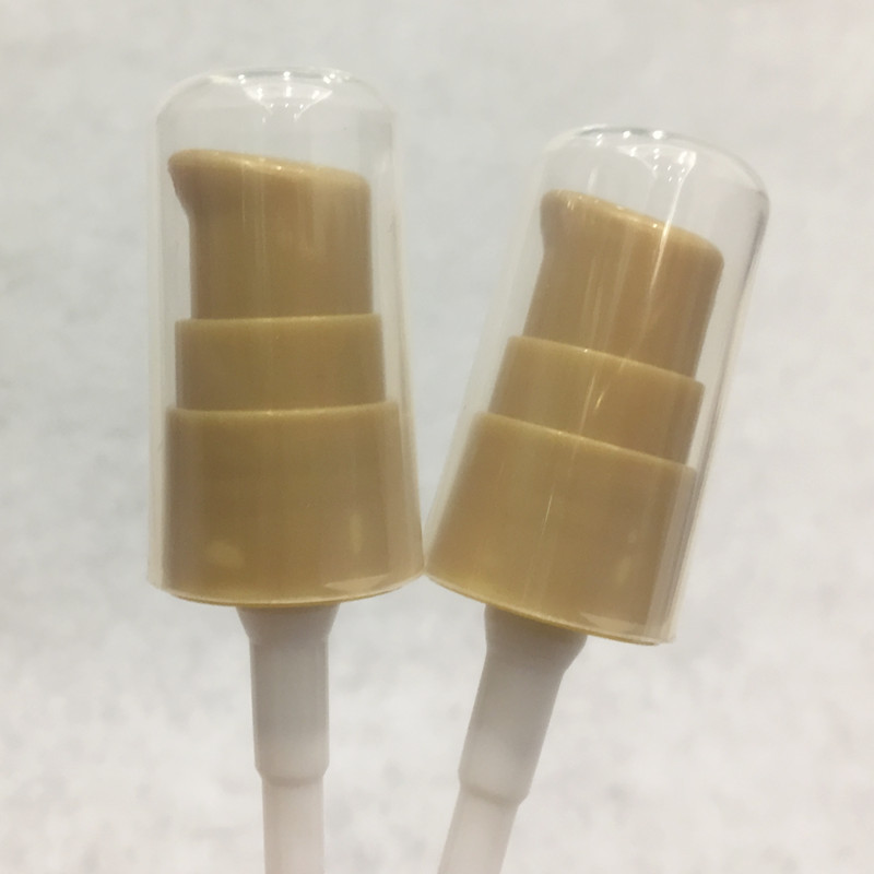 18牙全罩塑料化妆品光面粉泵  乳液泵