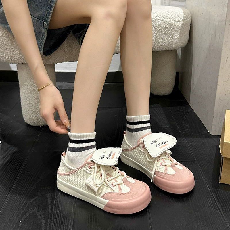 Нишевая повседневная летняя одежда для студентов? ugly mango head canvas shoes for women lazy one-legged sneakers and single shoes
