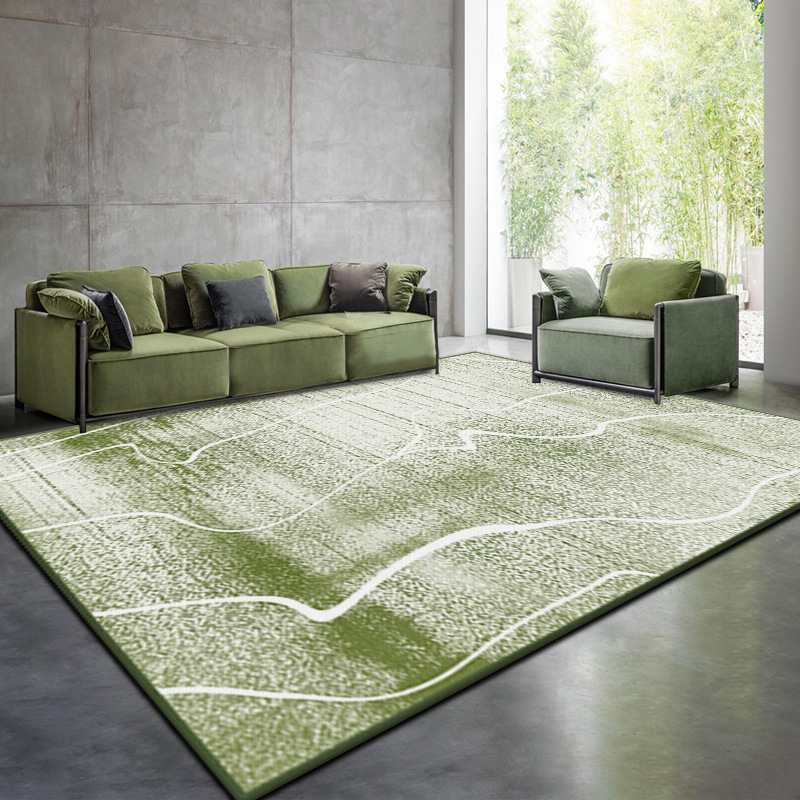 北歐清新綠色客廳地毯地墊抽象簡約臥室床邊地毯民宿沙發茶几地毯