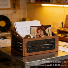 跨境木质乙烯基唱片存储箱唱片收纳盒乡村相册存储盒唱片支架