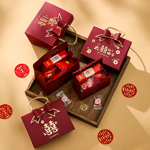 Wedding candy box wholesale new gift box empty box wedding souvenir gift box portable sugar bag wedding supplies