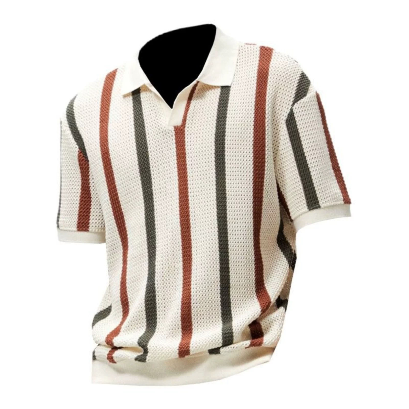 Polo camiseta de punto camiseta de manga corta camiseta hombre gaviota cuello V rayas viejas líneas de viento de verano fábrica transfronteriza al por mayor