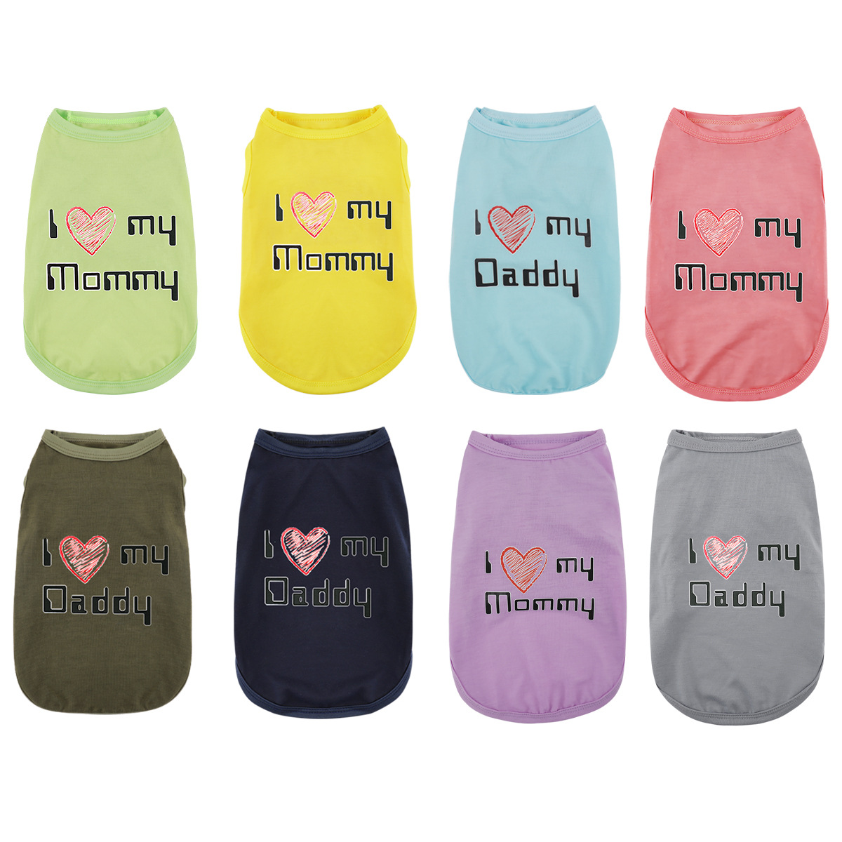 Style Simple Coeur Amour Maman Et Papa T-chemise De Dessin Animé Impression Chien Gilet Vêtements Pour Animaux De Compagnie display picture 1