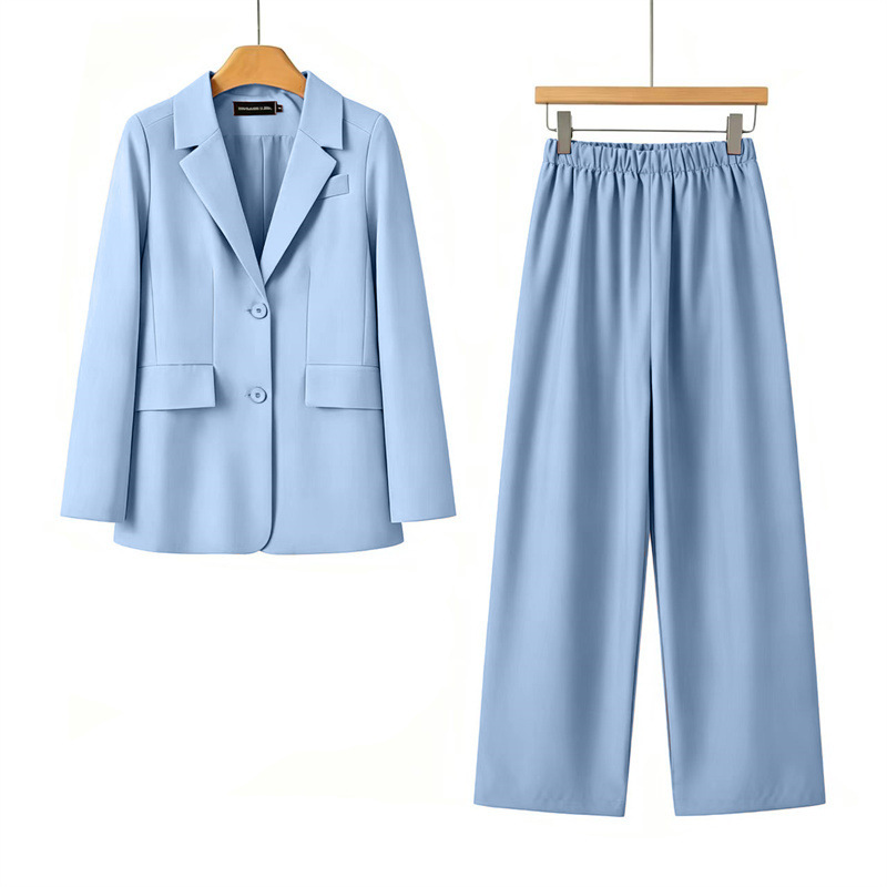 2026 New Style Blue Suit Shorts Two-Piece Set for Women, Slim Fit Blazer, High-Waisted Elastic Wide-Leg Pants for Workplace Interview 2026 New Style Blue Suit Shorts Two-Piece Set for Women, Slim Fit Blazer, High-Waisted Elastic Wide-Leg Pants for Workplace Interview