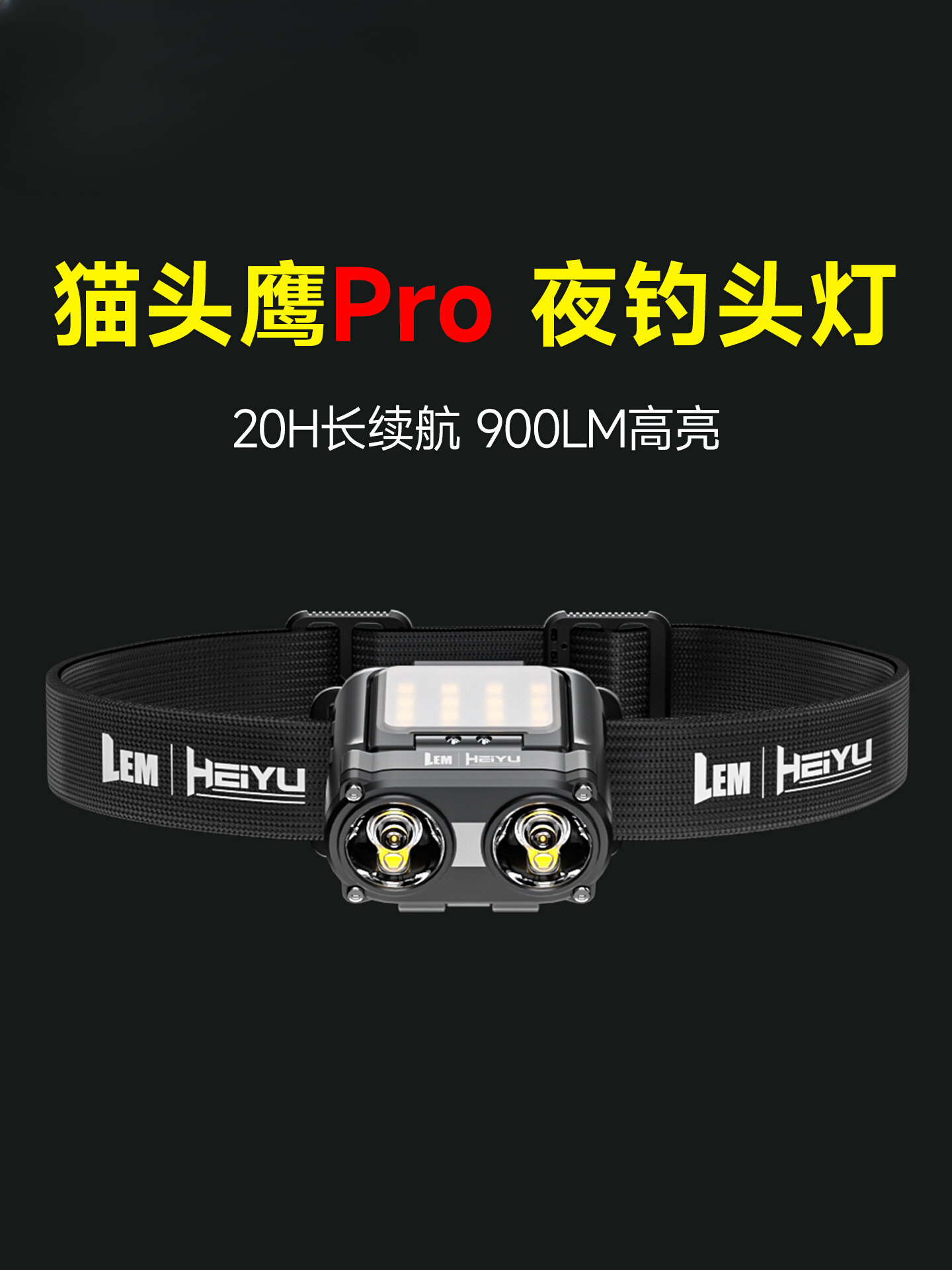 Lem Owl Headlamp for Night Fishing, High Brightness Rechargeable Sensor Headlamp with Long Battery Life and Hat Clip