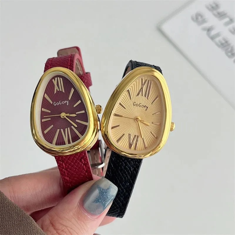 Foreign Trade New Snake Head Watch for Women, Oval French Style, Student Niche, Simple, High-End, Light Luxury, Retro Fashion, Versatile