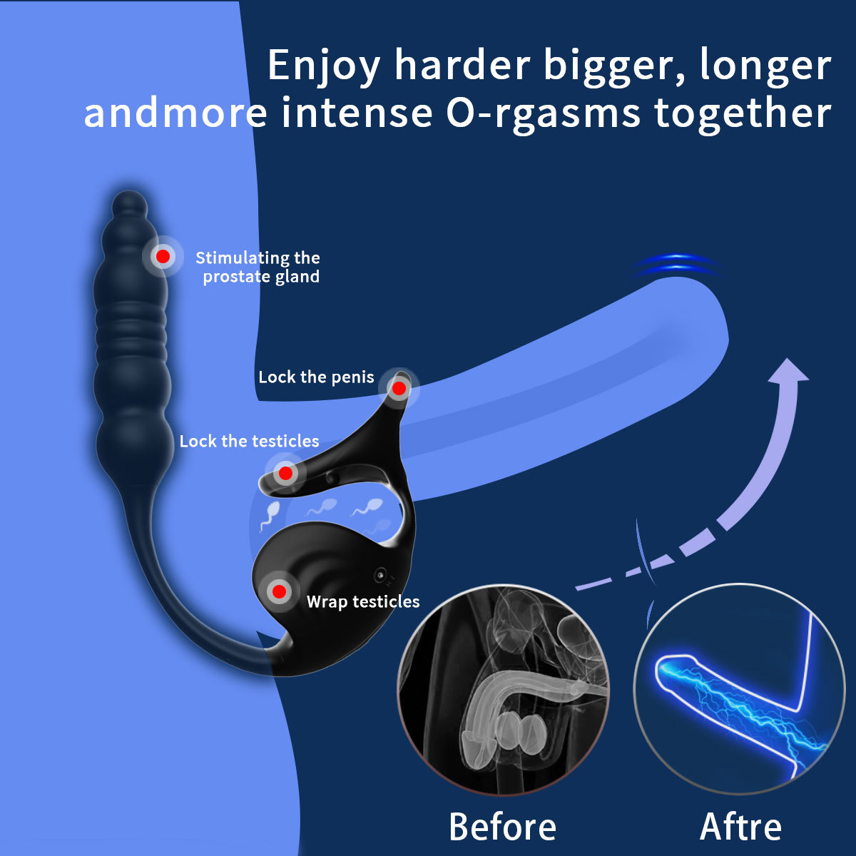 App-Controlled Telescopic Prostate Massager with Vibrating Rear Plug, Silicone — detail image 9