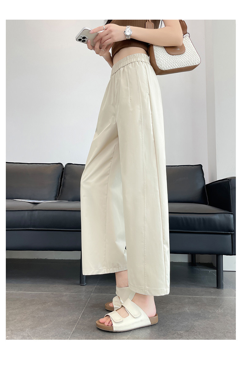 Quần culottes nữ ống rộng dáng suông chất liệu mềm mại mùa hè — Gạo hạnh màu chi tiết 23