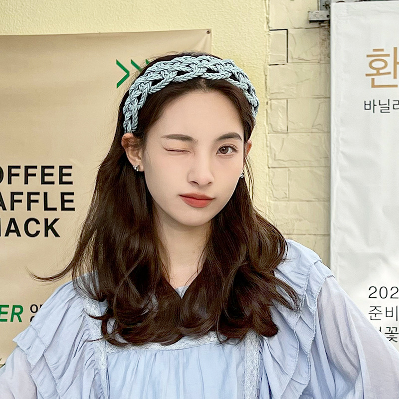 Cross-border European & American-style Fashionable, Creative Leather Twist-Weave All-Match Headband, Stylish Solid-Color Hair Accessory for Women – F046