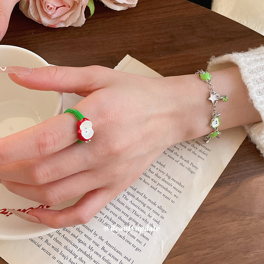 Bracelet ouvert en forme de goutte d'huile et de pomme, style champêtre, Mori Fresh, bague de précision pour l'index._voghion.com