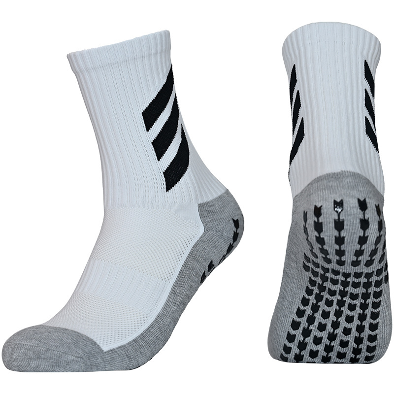 Three Oblique Bar Short Tube Adult Mid-Tube Socks for Men and Women Adult Sports Non-Slip Socks Shock-Absorbing Towel Bottom Thickened Football Socks