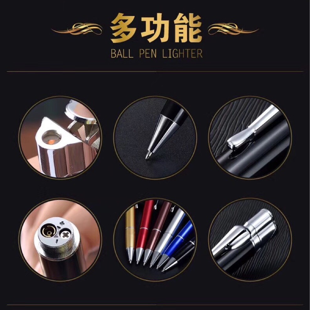 Lencedor de bolígrafo creativo bolígrafo creativo encendedor de metal a prueba de viento al por mayor encendedor portátil de pantalla