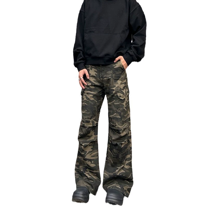 Тайдж camouflage осенние брюки, джинсы для отдыха, американский стиль, свободный прямой покрой