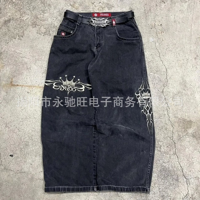 流行のヒップホップのアメリカのレトロな春と秋の新型の個性のゆったりしているストレートのジーパンの広い足のカジュアルなモップのズボン|undefined