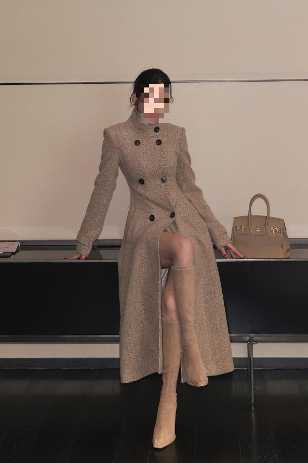 气质复古优雅感立领长款毛呢外套秋新款女装百搭呢子大衣源头工厂