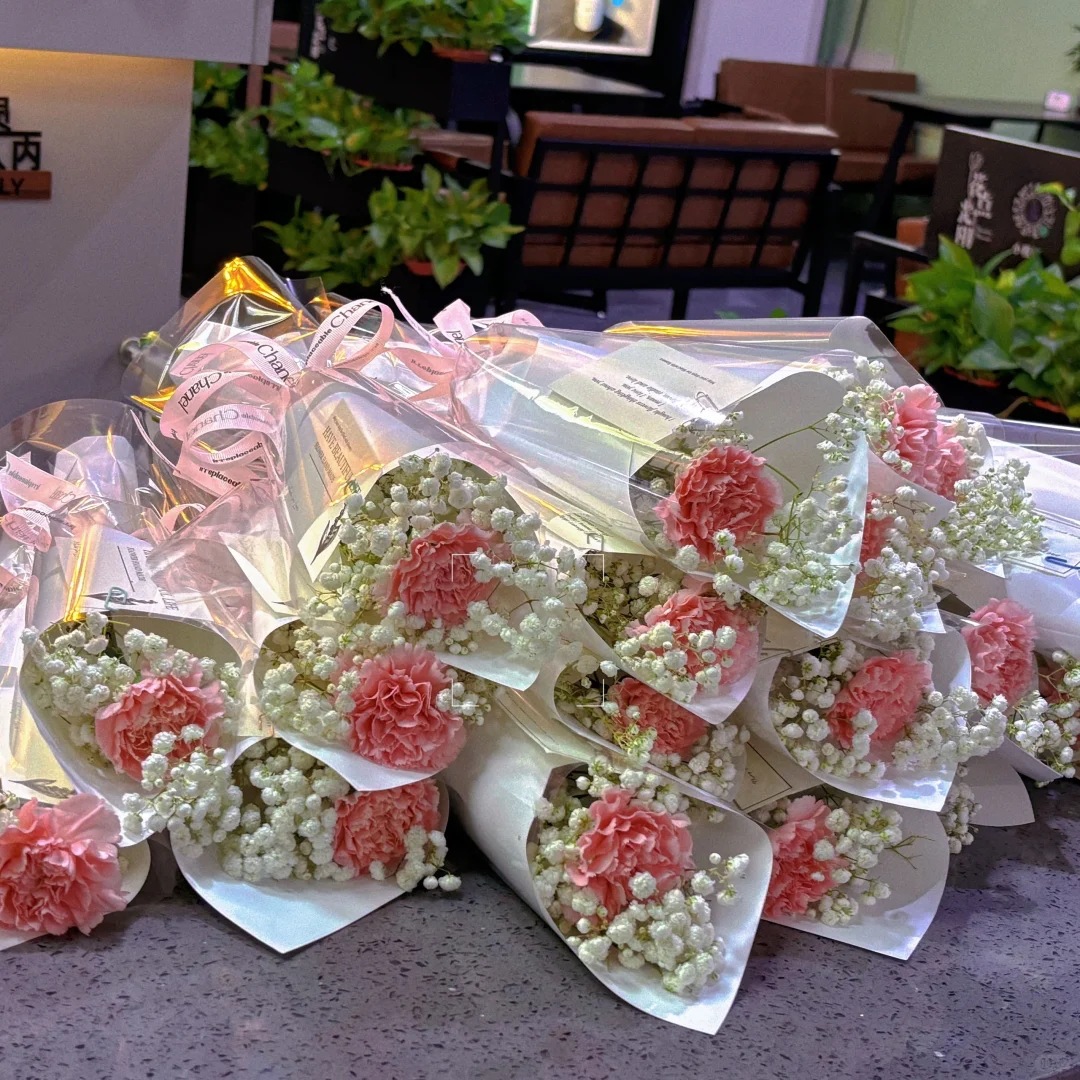 [핑크카네이션+안개꽃] 10개 묶음부터 무료