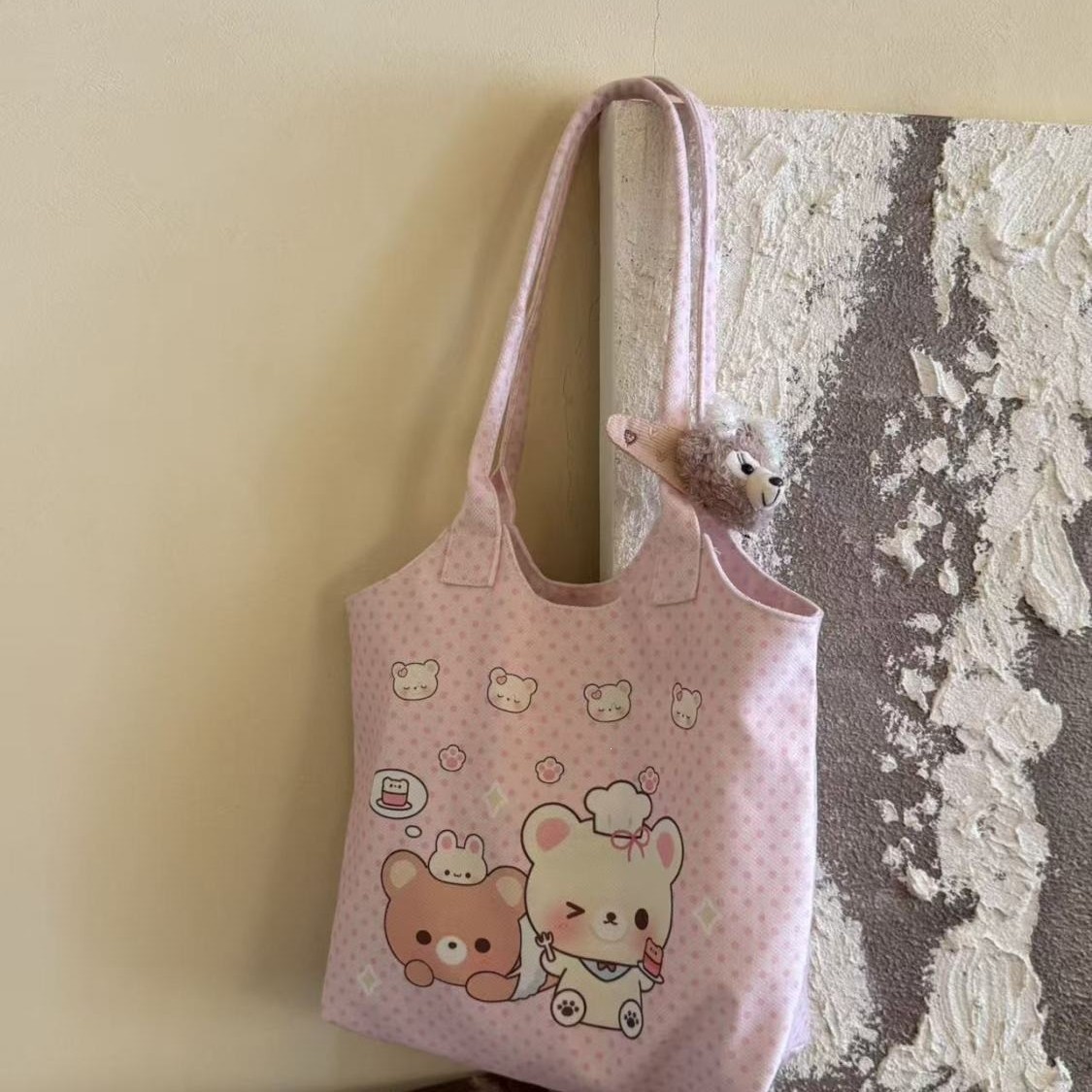 New Cute 2026 Rilakkuma Large Capacity Versatile Shoulder Handbag Student Cartoon Casual Commute Tote R2