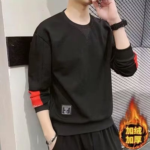 Men's Padded Sweatshirt for Autumn/Winter, Plus Size, Loose Fit, Crew Neck Basic Top, Streetwear Brand Men's Clothing