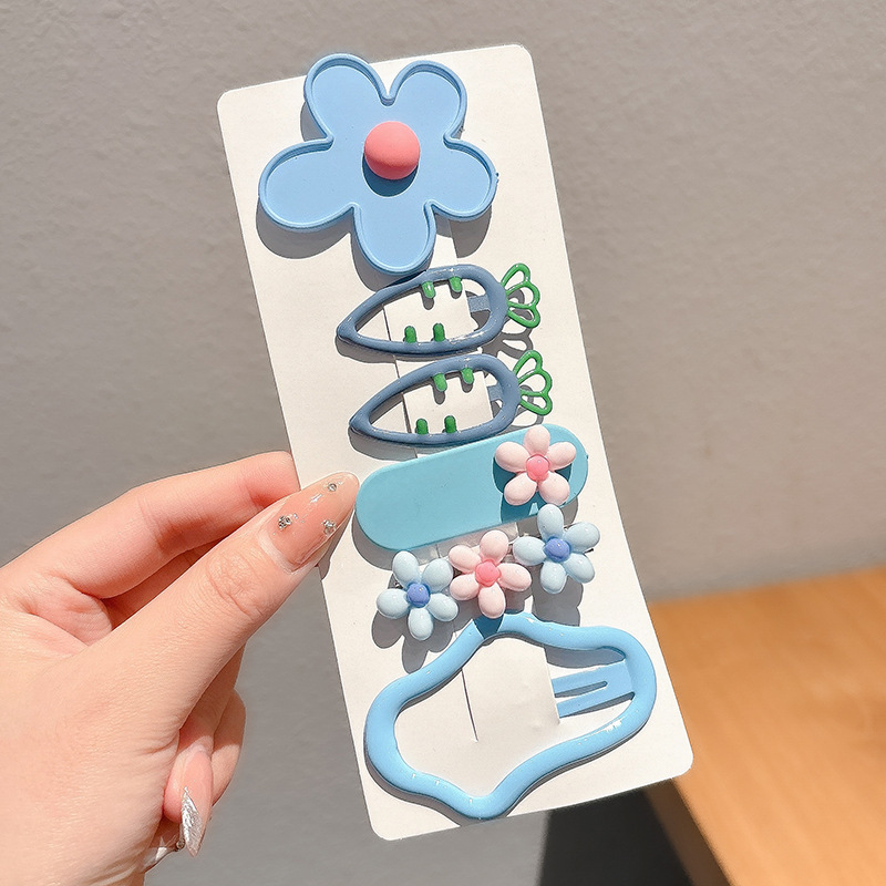 Niños lindos flores de dibujos animados clip para el cabello bebé pequeño clip no lastimar el cabello de la tela de la niña clip de borde de la mejilla