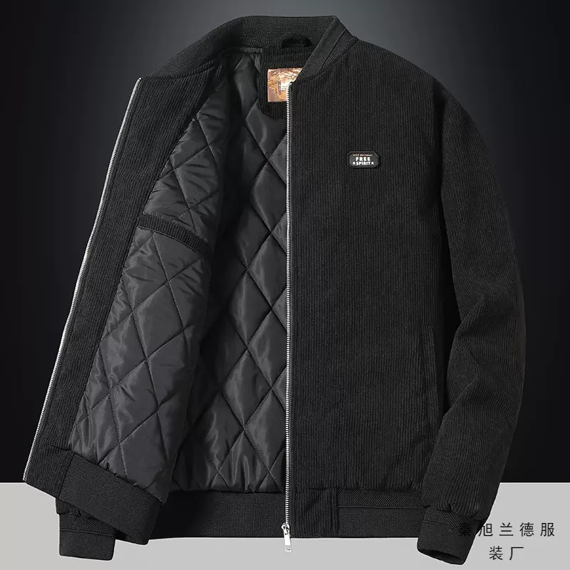 灯芯绒棉衣男冬季加绒夹克青年复古短款工装休闲羊羔绒大码外套潮