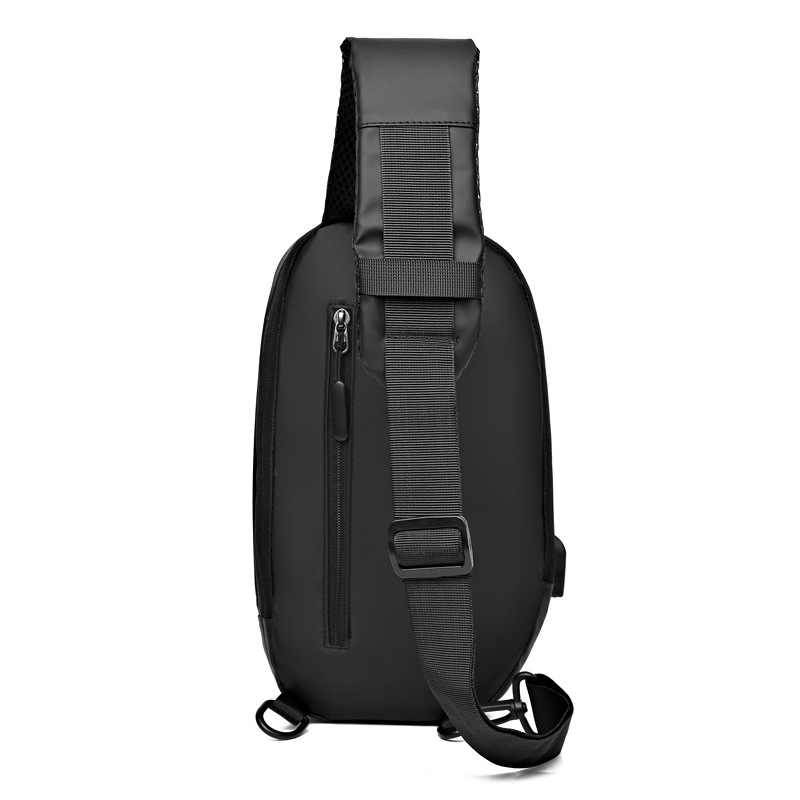 Bolsa de pecho de membrana de cuero para hombre de carga inteligente USB, bolsa de pecho de hombro casual de moda, reducción de carga, conveniente bolsa de mensajero al por mayor