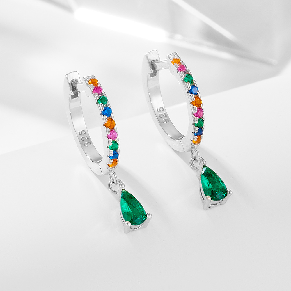 925 Sterling Silver Material 1 Pair 925 Sterling Silver Zircon Water Droplets Drop Earrings