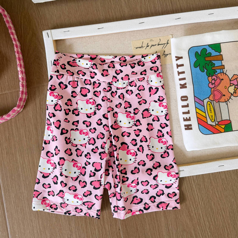 Girls' Cycling Shorts Summer Pink Full-Print Hello Kitty Baby Shorts Thin Breathable Cute Casual Hot Pants for Children