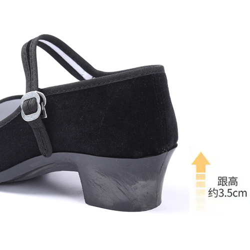 Ethnic Yangko dance black-heeled cloth shoes for women, Jiaozhou Tibetan Northeastern folk high-heeled dance shoes, special dance shoes for grade examination