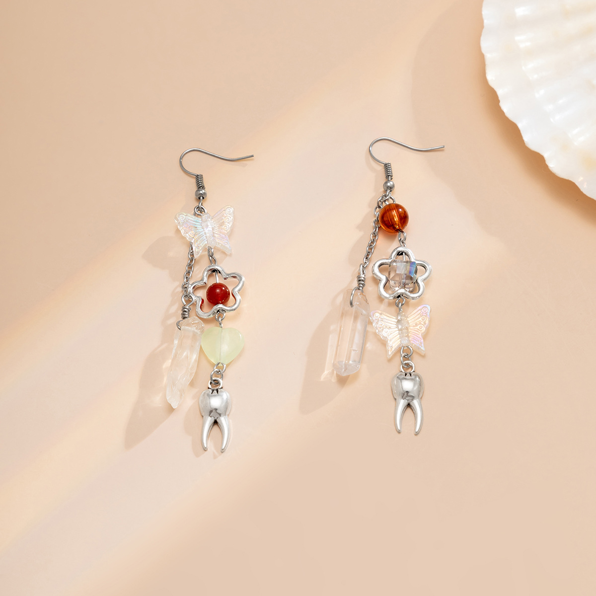 Bijoux, tempérament pastoral et frais, boucles d'oreilles à pampilles papillon, boucles d'oreilles pendantes en cristal artificiel_voghion.com