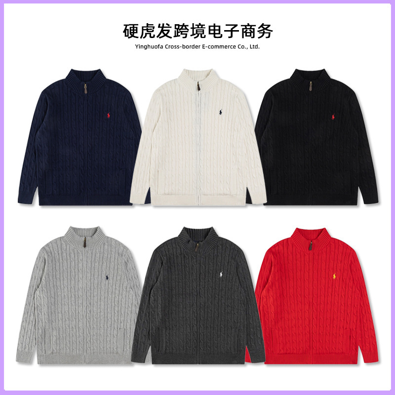 Little Pony Heavyweight Lf Knit Full-Zip 25Ss Autumn/Winter New Embroidered Cable Knit Long-Sleeve Loose Cross-Border Wool Sweater Little Pony Heavyweight Lf Knit Full-Zip 25Ss Autumn/Winter New Embroidered Cable Knit Long-Sleeve Loose Cross-Border Wool Sweater