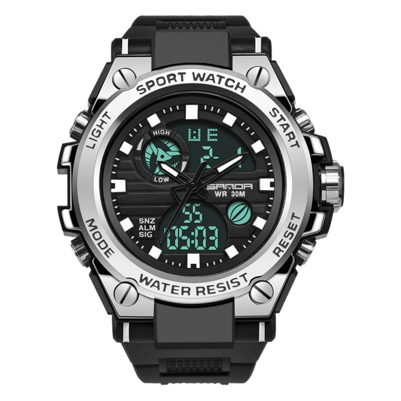 SANDA 739 reloj de hombre de moda versión inglesa estudiante tendencia de moda multifuncional digital impermeable reloj electrónico