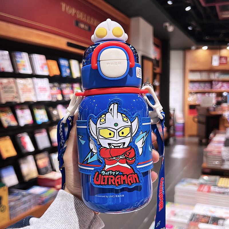 サンリオ子供用ダブルドリンク魔法瓶カップ女の子用かわいいポータブルストローカップ学生スクールクロスボディ落下防止カップ|undefined