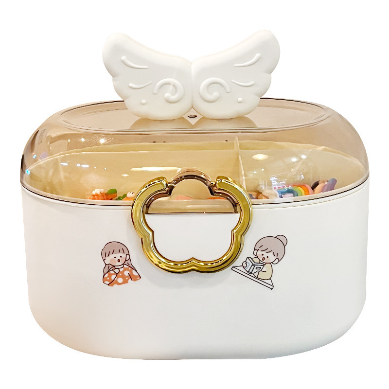Caja de almacenamiento de joyas para niñas a prueba de polvo clips horquillas accesorios infantiles diseño lindo