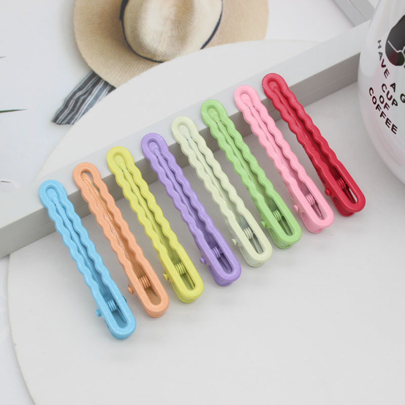 Shiny Handmade DIY Wavy Hair Clips, Trendy Candy-Colored Clips, Side Hair Clips, Bangs Ins Duckbill Clips, Hair Accessories