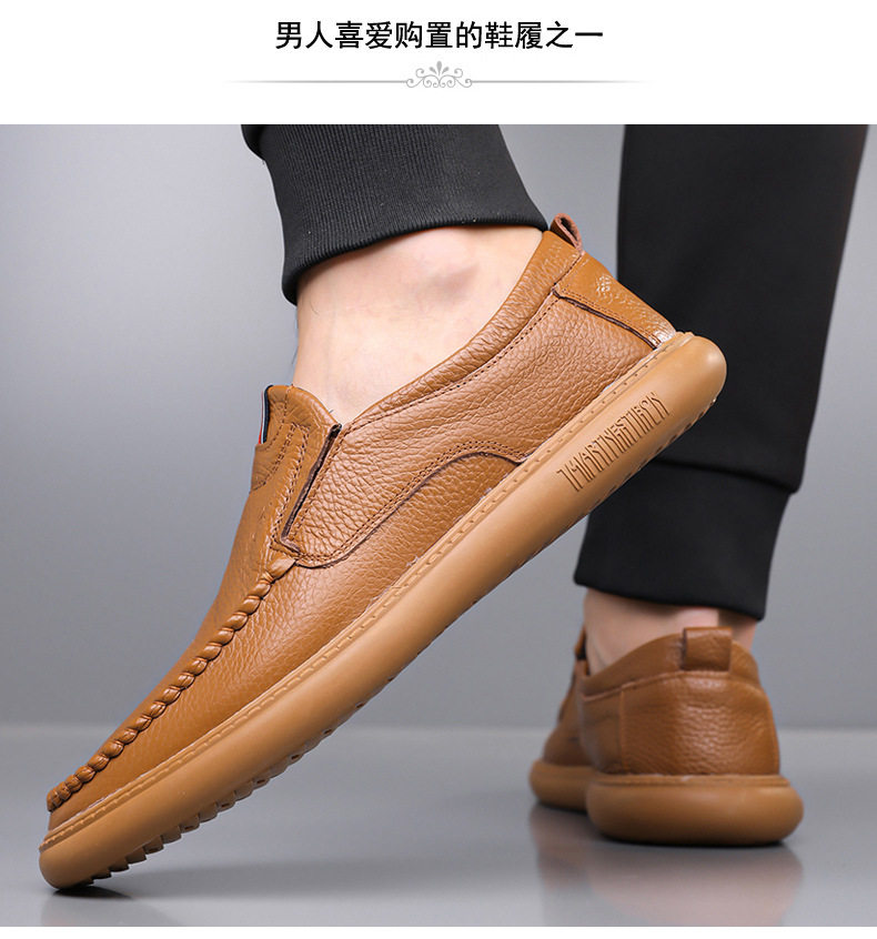 Giày lười nam da bò thật mềm đế bằng kiểu dáng đơn giản — quần kaki, trắng, đen chi tiết 26