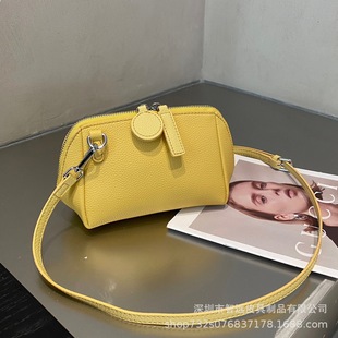 Genuine Leather Shoulder Bag Korean Niche Design Cowhide Crossbody Bag Simple Work Clothing Versatile Texture Boston Bag for Women