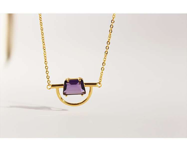 Retro Geometric Copper Plating Zircon Pendant Necklace