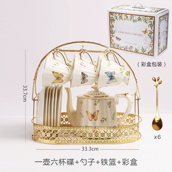 Butterfly one six cups of disc+iron racks to send 6 spoons of gift boxes