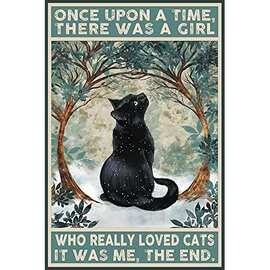 迷人的黑猫标志 - 送给爱猫人士的铝金属墙艺术礼物