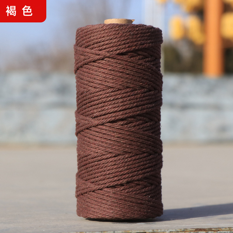 Cuerdas de algodón de color transfronterizas tejidas de algodón 2mm3mm4mm cuerdas de algodón hechas a mano cuerdas decorativas DIY cuerdas de algodón de color colgantes