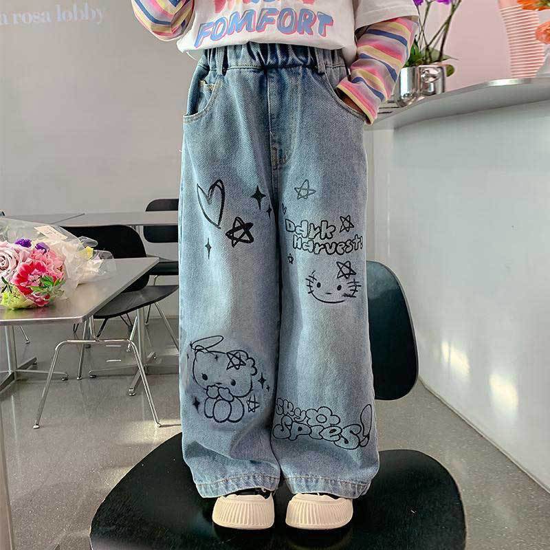 Nuevos jeans para niños, pantalones de primavera y otoño para niños, pantalones de primavera para niños, pantalones casuales de moda para niños sueltos image 4