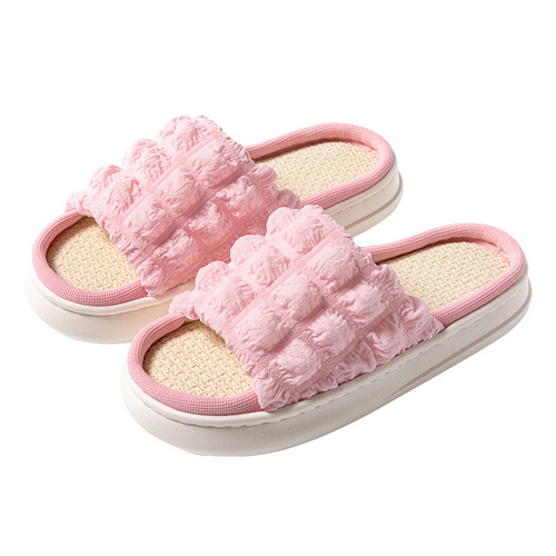 Flax Slippers for Women Puff All Seasons Indoor Home Couple Cotton Linen Slipper with Foot-Melting Sensation Thick Sole Cool Slippers Wholesale