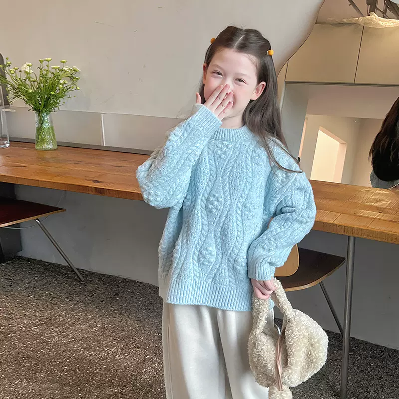加厚女童宽松毛衣儿童洋气针织衫大童上衣女孩毛衫2025冬装新款