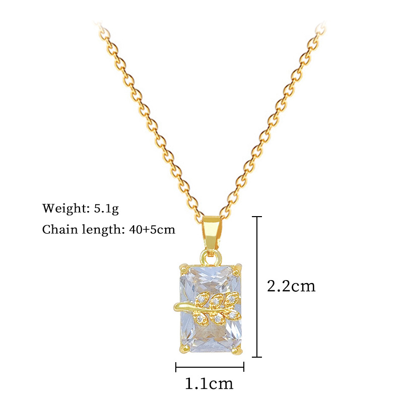 Foglie rettangolari, lusso leggero, splendida collana interamente tempestata di diamanti, catena versatile per clavicola da donna, catena in acciaio al titanio_voghion.com